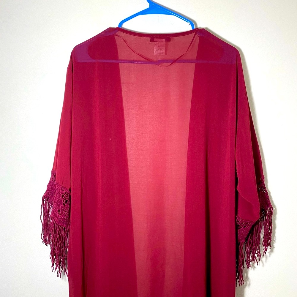 Cardigan Cover Up Large Burgundy